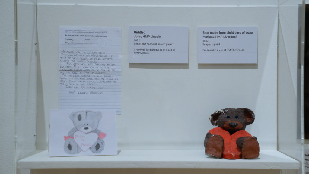 "Bear made from eight bars of soap 2023 Soap and paint Mathew, HMP Liverpool Produced in a cell at HMP Liverpool. "