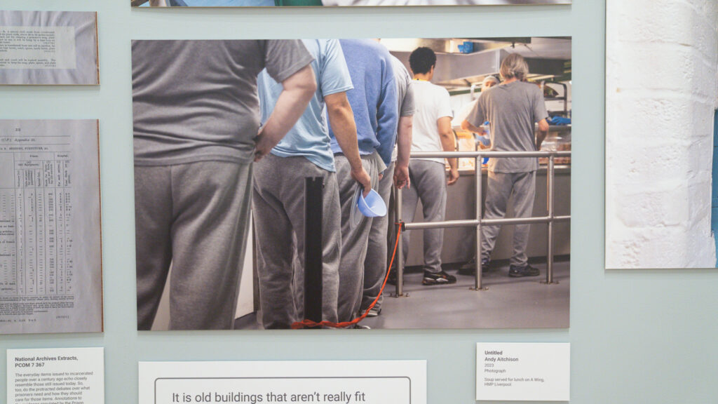 Queuing for lunch, HMP/YOI Lincoln, 2022.