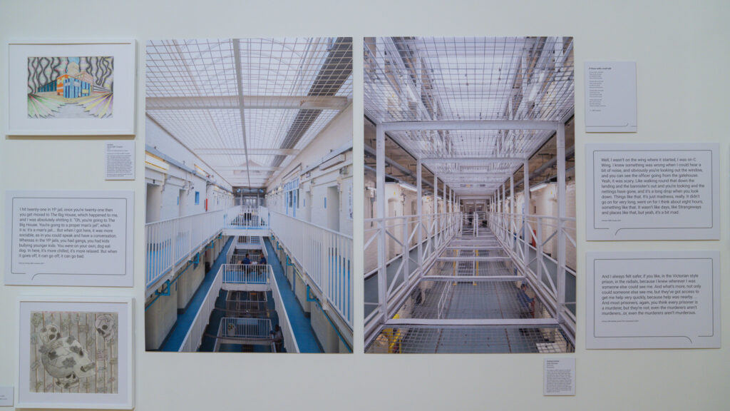 A view from the 5's landing (top floor)of K Wing, HMP Liverpool, showing the clear sight lines down and along the wing.